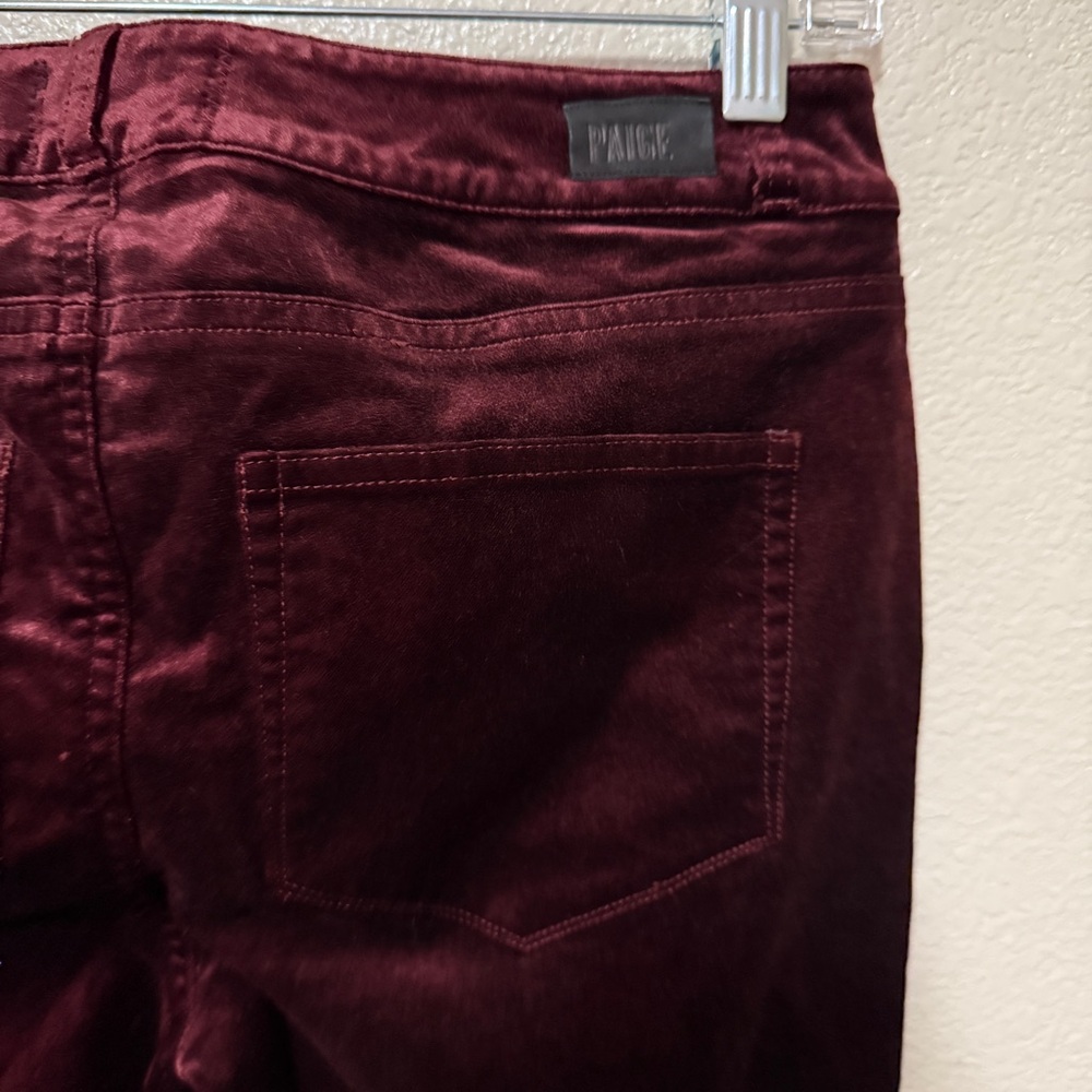 PAIGE Burgundy Verdugo Skinny‎ Pants Luxurious Velvet Sz 27 - Picture 2 of 7